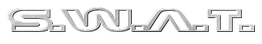Schwarz-weißer "S.W.A.T."-Schriftzug auf schwarzem Hintergrund.