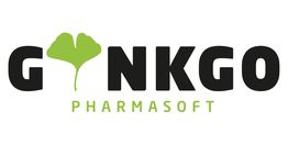 Logo mit Text "Ginkgo Pharmasoft", ein Ginkgoblatt ersetzt das "I" in "Ginkgo".