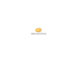 Kleines gelbes Oval über dem Wort "BRENNSTEIN" auf weißem Hintergrund.