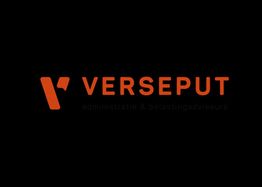 "Logo van Verseput, administratie en belastingadviseurs, in oranje letters op een zwarte achtergrond."