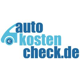 Logo: "autokostencheck.de" in Blautönen mit Autosilhouette und Eurozeichen.