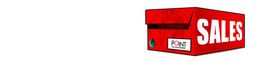Caja roja con la palabra "SALES" en letras blancas.