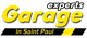 "Experts Garage logo with yellow text on a black background, 'in Saint Paul' written below."