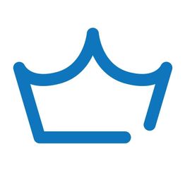 Desenho de uma coroa azul estilizada em fundo branco.