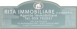 Insegna di Rita Immobiliare, con contatti telefonici e email per l'agenzia a Guiglia (MO).