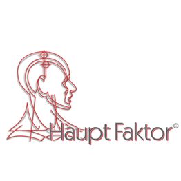 Umriss eines Profils mit dem Schriftzug "Haupt Faktor" darunter.