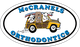 Cartoon animals in a car with the text "McCRANELS ORTHODONTICS" in an oval frame.
