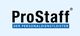 Blaues Logo mit Text "ProStaff - Der Personaldienstleister" auf hellem Hintergrund.