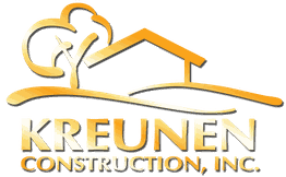 Logo for Kreunen Construction, Inc. with house, tree, and golden text.