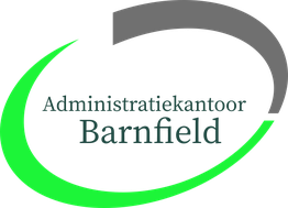 Logo van Administratiekantoor Barnfield met groene en grijze bogen.