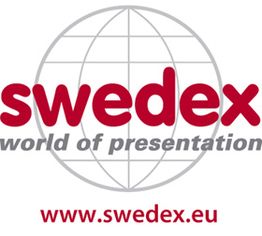 Logo mit dem Text "swedex world of presentation" vor einem Globus, darunter "www.swedex.eu".