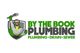 Cartoon plumber with wrench next to "By The Book Plumbing" text; plumbing, drain, sewer services.