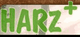 Text: "HARZ+" in grünem Schriftzug auf gemustertem Hintergrund.