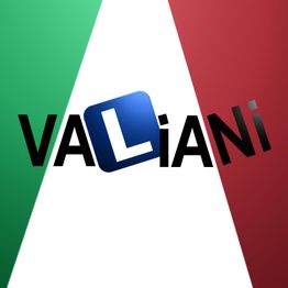 Logo met de tekst "VALIANI" voor een Italiaanse vlag in groen, wit en rood.