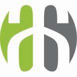 Grünes und graues stilisiertes H-förmiges Logo auf weißem Hintergrund.