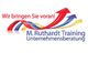 Logo mit Schriftzug "Wir bringen Sie voran!" und "M. Ruthardt Training Unternehmensberatung".
