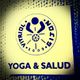 Logotipo circular con texto "Vitriol" y "Yoga & Salud" abajo en fondo beige y letras azules.