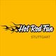 Gelbes Logo mit „Hot Rod Fun“ in schwarzer Schrift und Flammen. Unten steht „Stuttgart“.