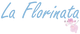 Texto "La Florinata" en azul con una orquídea rosa a la derecha.