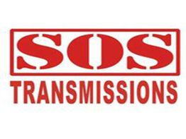 Red "SOS Transmissions" logo with bold letters and a rectangular border.