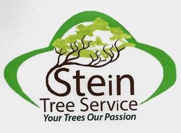 Logo for "Stein Tree Service" with a green tree graphic and slogan, "Your Trees Our Passion".