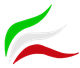 Drei geschwungene Linien in Grün, Weiß und Rot, die an die italienische Flagge erinnern.