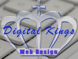 Crown logo with the text "Digital Kings Web Design" over a keyboard background.