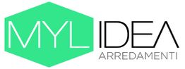 Logo "MYL IDEA ARREDAMENTI" con sfondo esagonale verde.