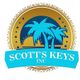Logo with palm trees and "Scott's Keys Inc" on a blue banner, gold circle background.