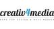 Logo mit dem Text "creativ4media" und "Büro für Design & Neue Medien".
