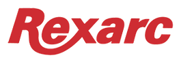 Red "Rexarc" logo with smooth lettering on a transparent background.