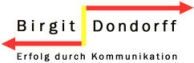 Textlogo mit dem Namen "Birgit Dondorff" und Slogan "Erfolg durch Kommunikation".