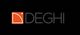 Logo con sfondo nero, un quadrato arancione a sinistra e il testo "DEGHI" a destra in grigio.