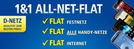 Banner mit Werbung für 1&1 All-Net-Flat mit D-Netz-Qualität, inklusive Festnetz, Mobilfunk, Internet.