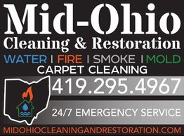 Mid-Ohio Cleaning: Water, Fire, Smoke, Mold. Call 419-295-4967. 24/7 Service.