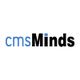 Logo of cmsMinds with "cms" in blue and "Minds" in black.