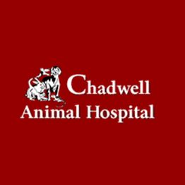 Logo of Chadwell Animal Hospital with a silhouette of a dog and cat on a red background.