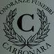 Logo di Onoranze Funebri Carbonara con corona d'alloro e lettera "C" centrale.