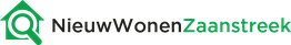 Logo van Nieuw Wonen Zaanstreek met groene huis- en vergrootglasicoon.