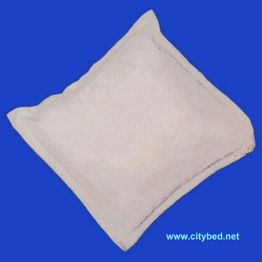 Ein weißes Kopfkissen vor blauem Hintergrund mit der Aufschrift "www.citybed.net".