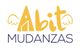 Logo de "Abit Mudanzas" con letras amarillas y alas, fondo blanco.