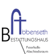 Bestattungshaus-Logo mit Kreuz, Schriftzug "Bebbenseth", Feierhalle und Abschiedsraum genannt.
