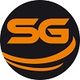 Schwarzes Logo mit orangefarbenen Buchstaben "SG" und einer geschwungenen Linie darunter.