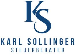 Logo mit den Initialen KS, darunter "Karl Sollinger Steuerberater" in Blau.