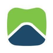 Grünes und blaues Logo mit geschwungenen Linien, die einen Hügel oder ein Tal darstellen.