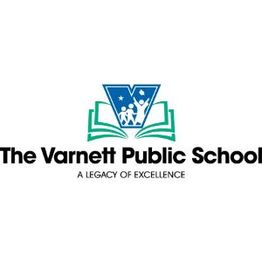 Logo of The Varnett Public School featuring an open book and figures, caption: "A Legacy of Excellence."