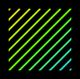 Diagonale Linien in Gelb, Grün und Blau auf schwarzem Hintergrund.