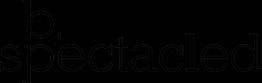 Text reads: "b. spectacled" in a modern, minimalist font, on a white background.