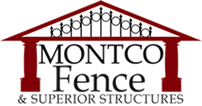 Logo of Montco Fence & Superior Structures with a decorative roof design.
