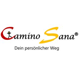 Logo mit Text "Camino Sana" und Slogan "Dein persönlicher Weg" auf weißem Hintergrund.